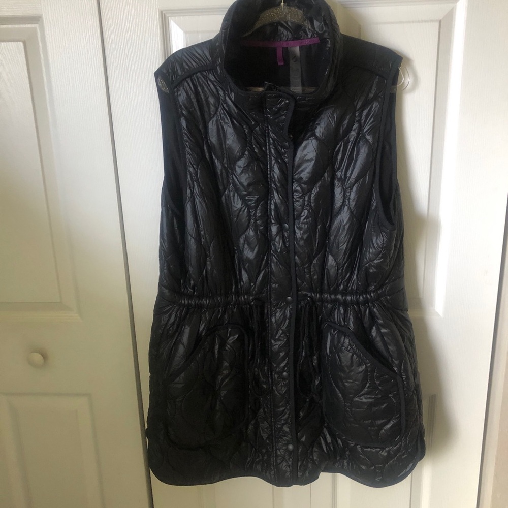 Lou & Grey Shiny Black Quilted Vest Size XXL